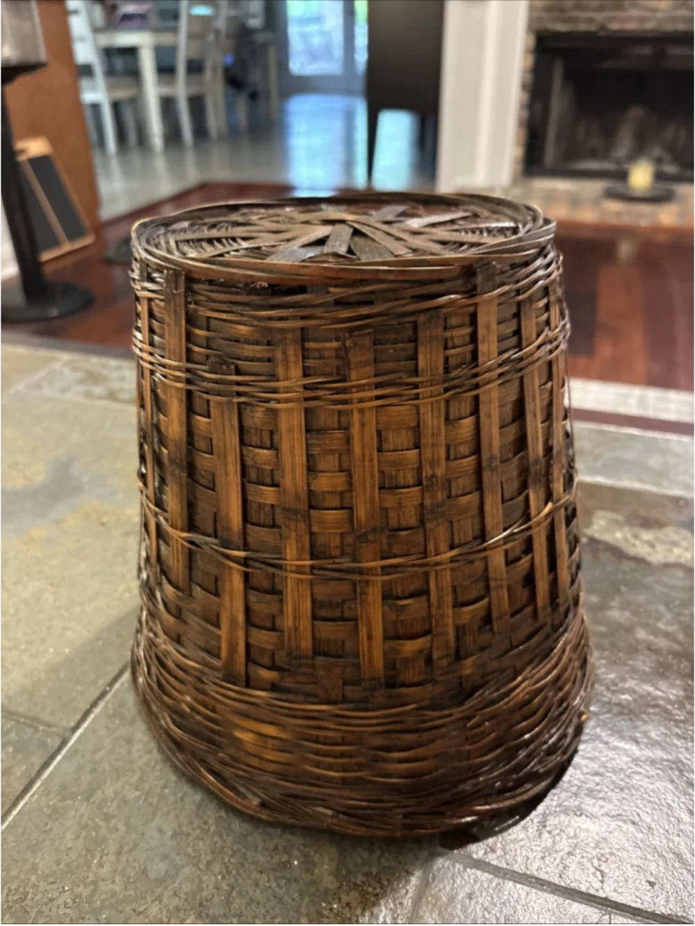 Vintage Boho Wicker Rattan Planter/waste Basket/storage Handmade